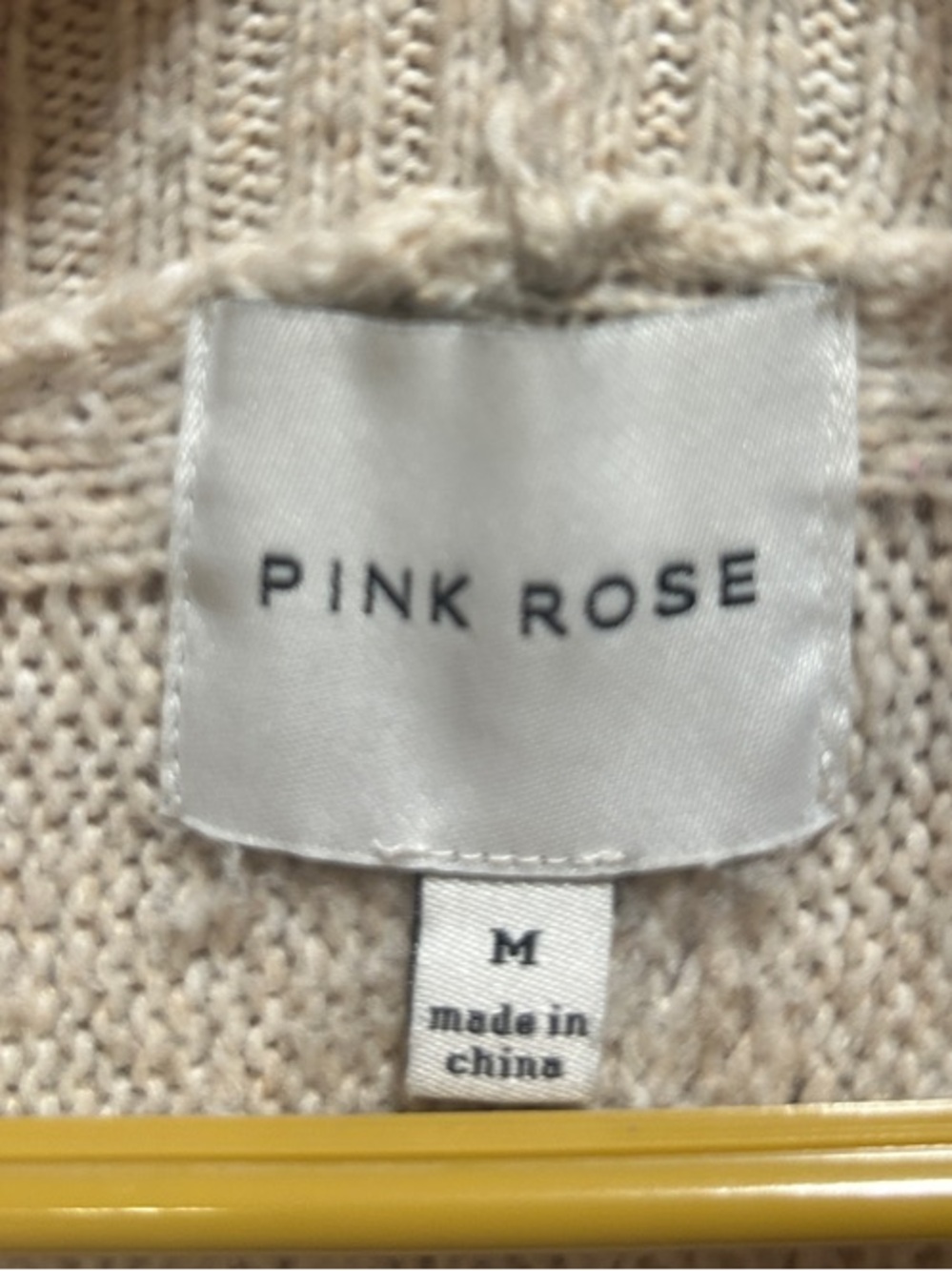 Pink Rose Cream Cable Knit Shawl Collar Cardigan - Picture 2 of 5